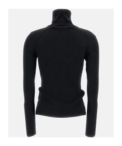Junya Watanabe Stretch Wool Turtleneck Sweater In Black