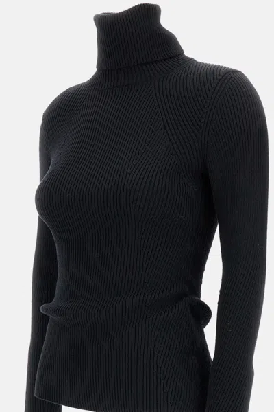 Junya Watanabe Stretch Wool Turtleneck Sweater In Black