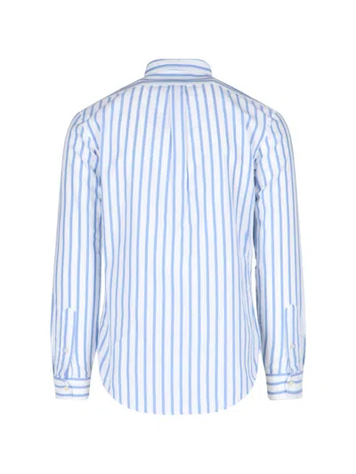 Polo Ralph Lauren Embroidered Stripes Oxford Shirt In Blue