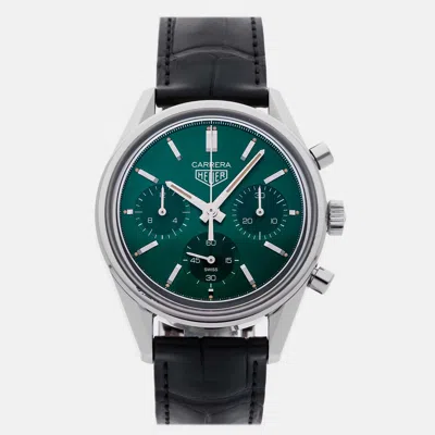 Pre-owned Tag Heuer Carrera Chronograph Calibre Heuer 02 Cbk221f.fc6479 39 Mm In Green