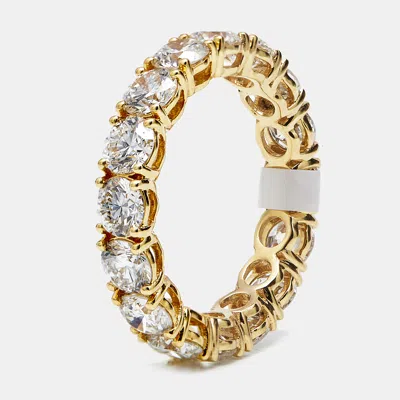 Pre-owned The Diamond Edit 4.4 Cts Round Brilliant Lab Grown Diamonds 18k Yellow Gold Eternity Band Ring Size 52