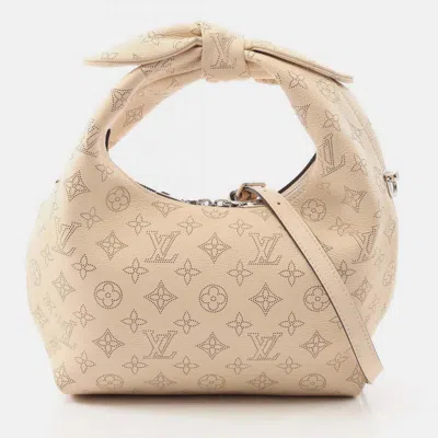 Pre-owned Louis Vuitton Why Not Pm Mahina Leather Handbag Beige In Sand