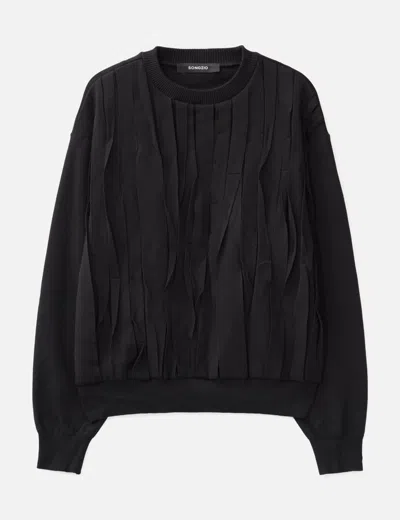 Songzio Asymmetric Pleats Sweater In Black