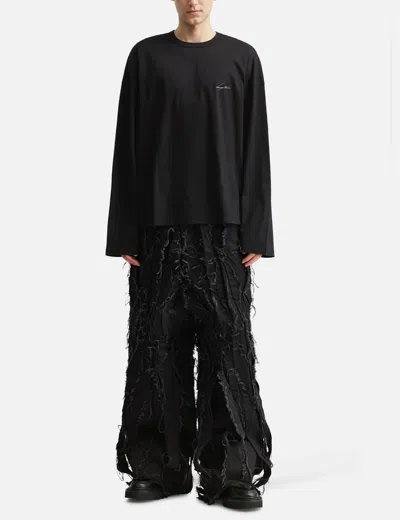 Songzio Asymmetric Pleats Denim In Black