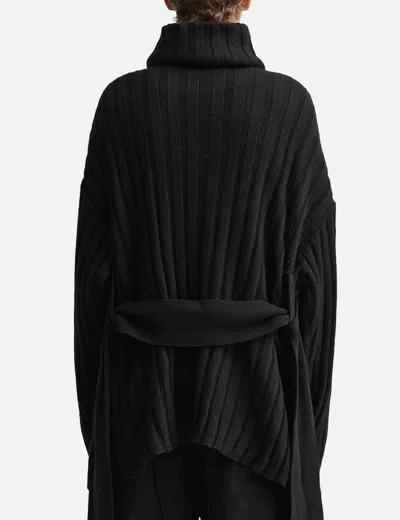 Songzio Asymmetric High Neck Knit Coat In Black