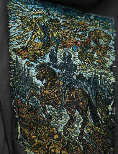 Songzio Knight Embroidered Zip Up In Black