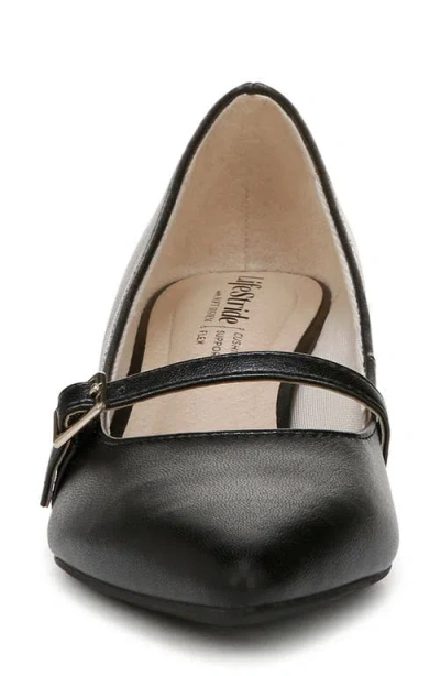 Lifestride Madelyn Womens Adjustable Patent Mary Jane Heels In Black