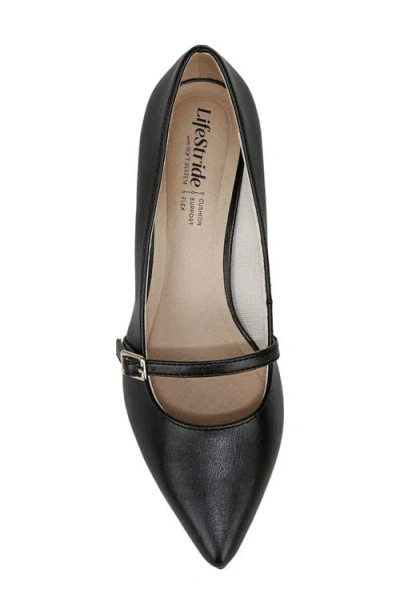 Lifestride Madelyn Womens Adjustable Patent Mary Jane Heels In Black