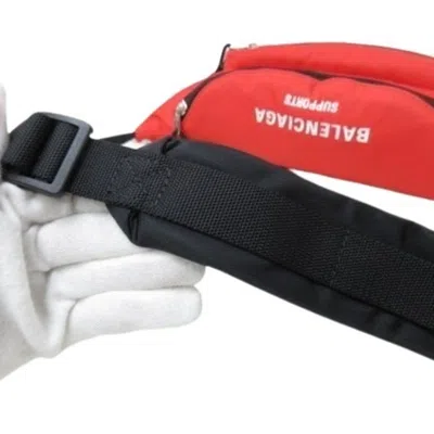 Pre-owned Balenciaga Black Red Color Nylon Fanny Pack Sling Bag ()