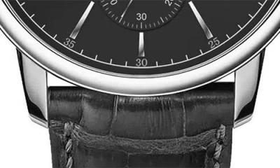 Alfred Sung Automatic Iv Leather Strap Watch, 43mm In Black