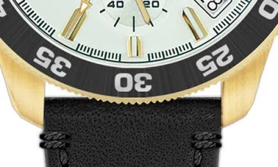 Alfred Sung Chronograph Iii Leather Strap Watch, 41mm In Black