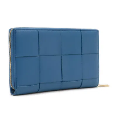 Pre-owned Bottega Veneta Blue Leather Long Wallet (bi-fold) ()