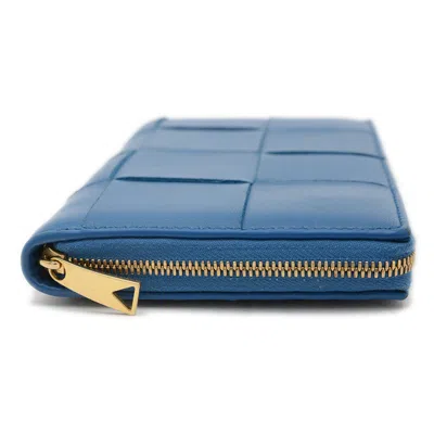 Pre-owned Bottega Veneta Blue Leather Long Wallet (bi-fold) ()