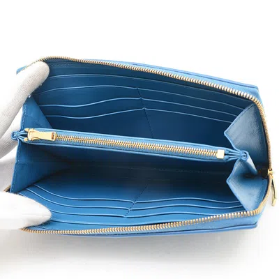 Pre-owned Bottega Veneta Blue Leather Long Wallet (bi-fold) ()