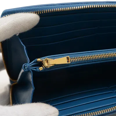 Pre-owned Bottega Veneta Blue Leather Long Wallet (bi-fold) ()
