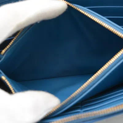 Pre-owned Bottega Veneta Blue Leather Long Wallet (bi-fold) ()