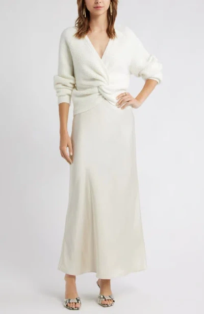 Open Edit Bias Cut Maxi Skirt In White