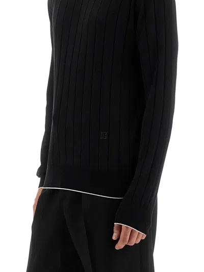 Balmain Silk And Cotton Knit In Black