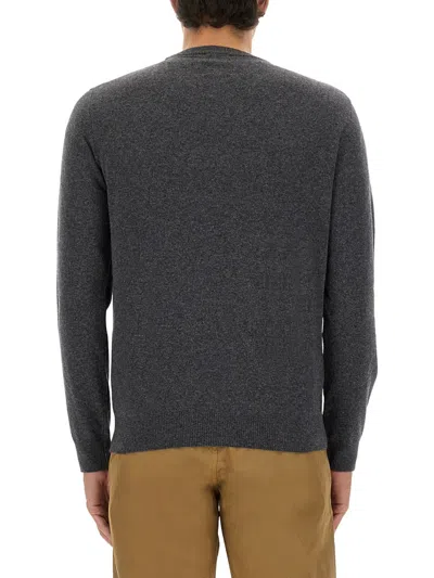 Woolrich Crew Neck Sweater Ribbed Cuffs In Gray