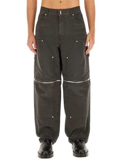 Givenchy Zippered Jeans With Cargo Pockets And Belt Loops In Gray