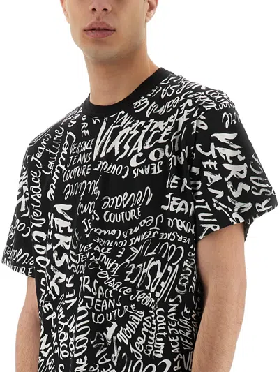 Versace Jeans Couture Logomania Print T Shirt In Multi