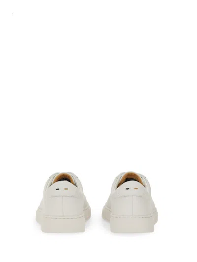 Hugo Boss Boss Grained Leather Sneaker In White