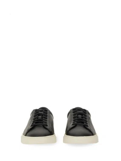 Hugo Boss Boss Grained Leather Sneaker In Black