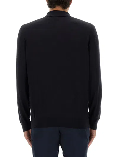 Hugo Boss Boss Camel Classic Knitted Polo With Three-button Placket In Black
