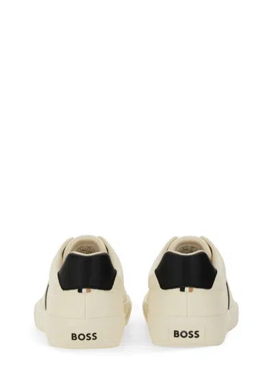 Hugo Boss Boss Men Leather Sneaker In White