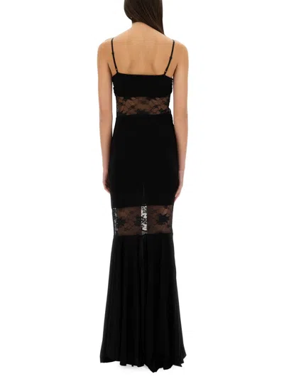 Nina Ricci Mermaid Dress With Lace Inserts In Black