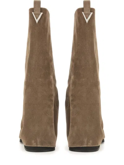 Attico Suede Robin Combat Boots In Brown