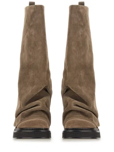 Attico Suede Robin Combat Boots In Brown