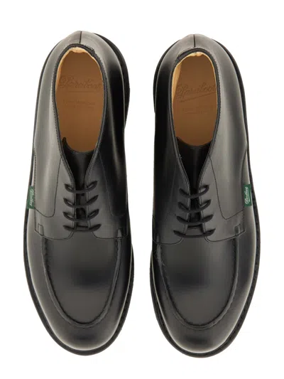 Paraboot Round Toe Boots With Rubber Sole And Stitching In Multi