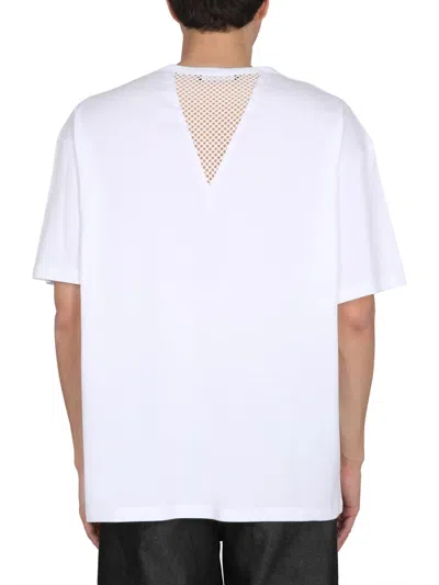 Raf Simons Iconic Logo T-shirt With Mesh Insert In White