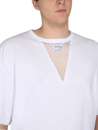 Raf Simons Iconic Logo T-shirt With Mesh Insert In White
