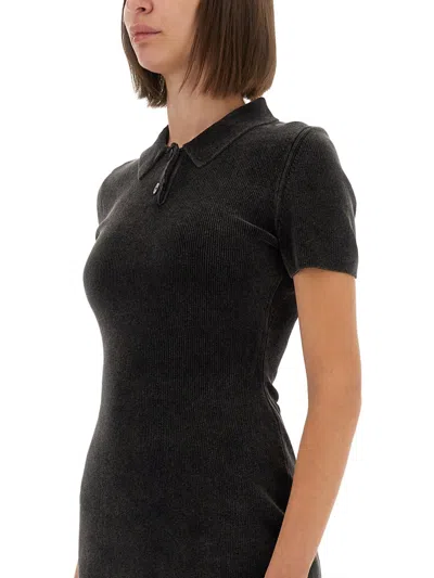 Alexander Wang Mini Dress With Polo Collar In Gray