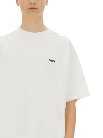Obey Exclamation Graphic T-shirt In Burgundy