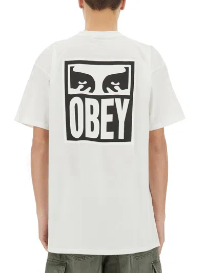 Obey Logo-print Short-sleeve T-shirt In White