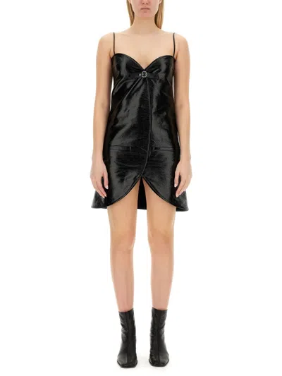 Courrèges Courreges Vinyl Ellipse Mini Sleeveless Dress In Black