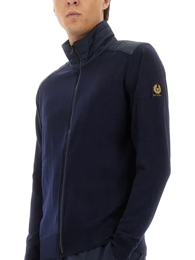 Belstaff Kelby Padded-detail Cardigan In Blue