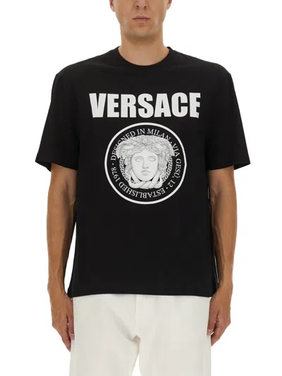 Versace T-shirt With Iconic Medusa Head In Black