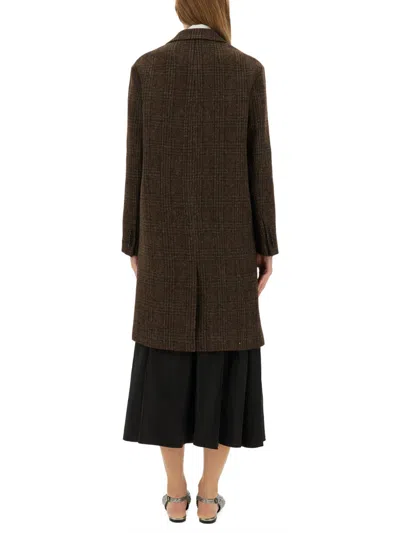 Aspesi Longline Coat With Notched Lapels And Pockets In Brown