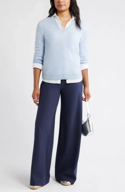 Caslonr Caslon(r) High Waist Wide Leg Ponte Pants In Blue