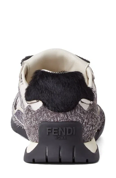 Fendi Wave Pulse Mixed-media Low-top Sneakers In Black