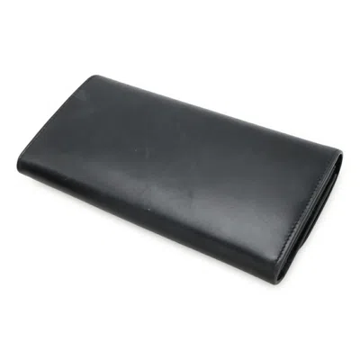 Pre-owned Cartier Black Leather Long Wallet (bi-fold) ()