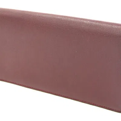 Pre-owned Cartier Bordeaux Leather Long Wallet (bi-fold) () In Burgundy