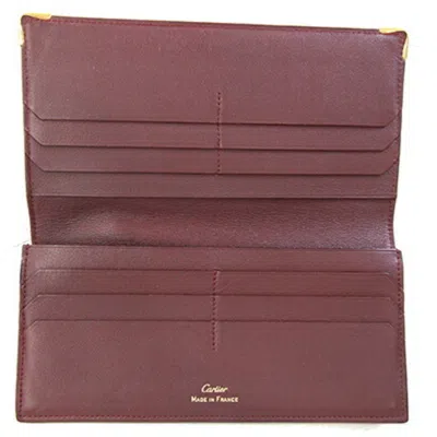 Pre-owned Cartier Bordeaux Leather Long Wallet (bi-fold) () In Burgundy