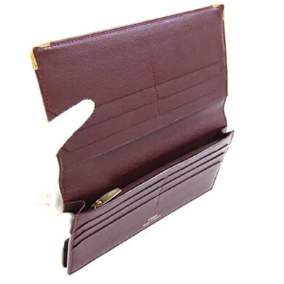 Pre-owned Cartier Bordeaux Leather Long Wallet (bi-fold) () In Burgundy