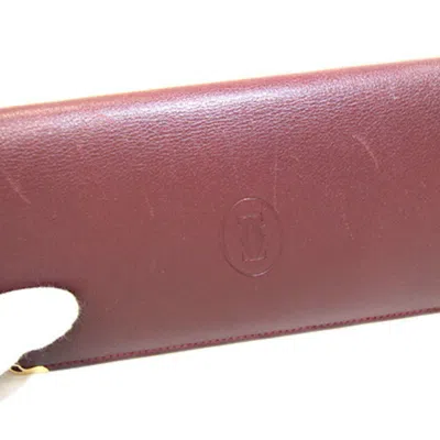 Pre-owned Cartier Bordeaux Leather Long Wallet (bi-fold) () In Burgundy