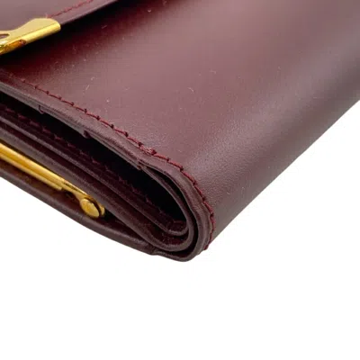 Pre-owned Cartier Must Bordeaux Leather Wallet (tri-fold) () In Burgundy